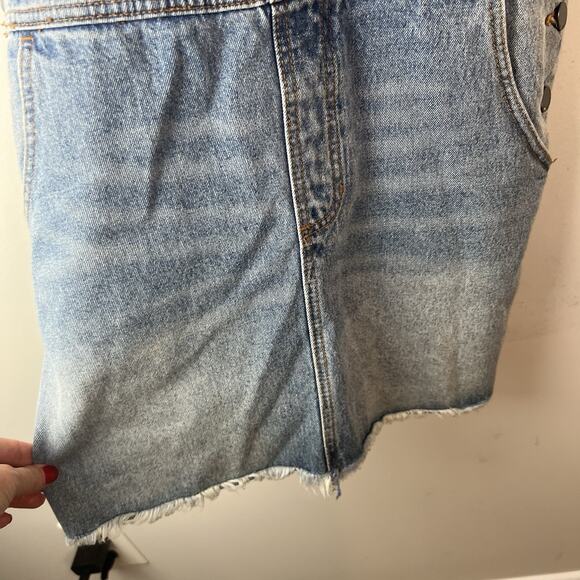 Billabong X Sincerely Jules Overalls Skirt Fade Away Denim Jumper Large - Picture 3 of 8